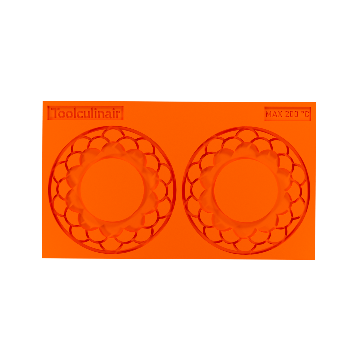 Top view photo of the Ecliptar filled inner ring food-safe silicone tuile mold – durable and flexible mold designed for crafting intricate pastry decorations.