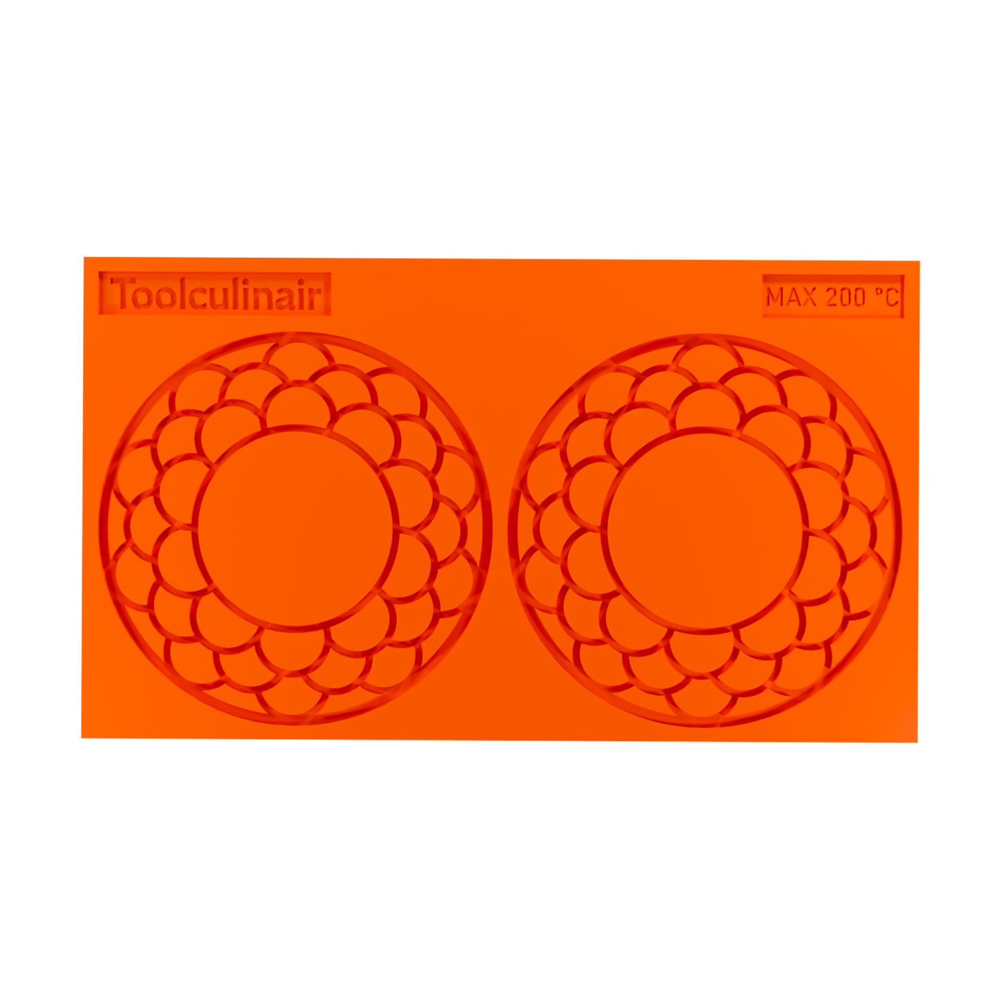 Front-side view of the Ecliptar original food-safe silicone tuile mold – flexible and heat-resistant mold designed for creating detailed, crispy tuile garnishes in professional pastry kitchens.