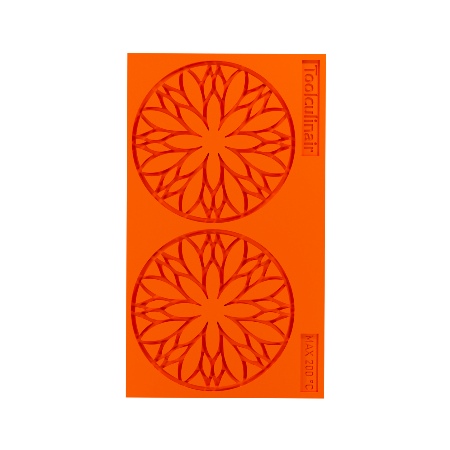 Top view of the Florentis food-safe silicone tuile mold – flexible and durable design perfect for creating intricate, crispy tuile garnishes in professional pastry kitchens.