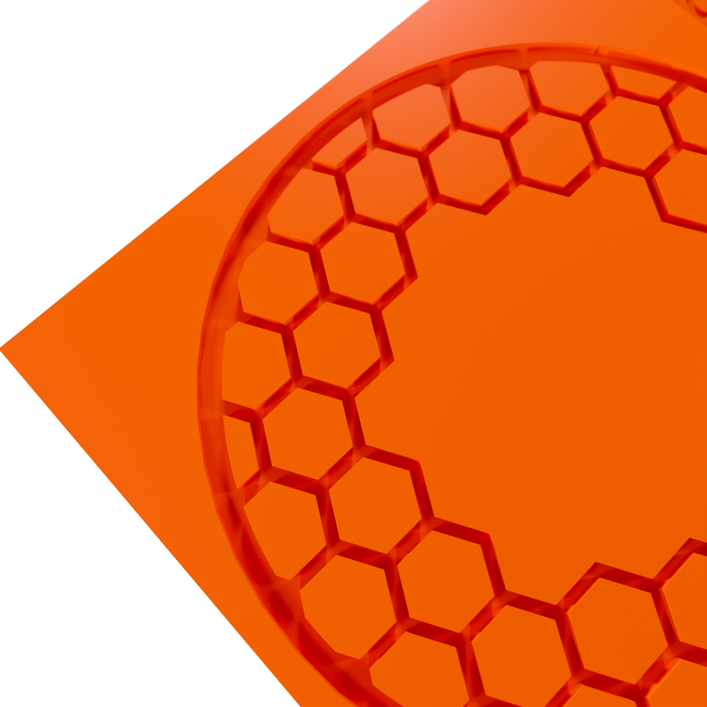 Close up photo of the Hiveorb food safe silicone tuile mold, showing detailed honeycomb design and flexible material ideal for delicate pastry creations.