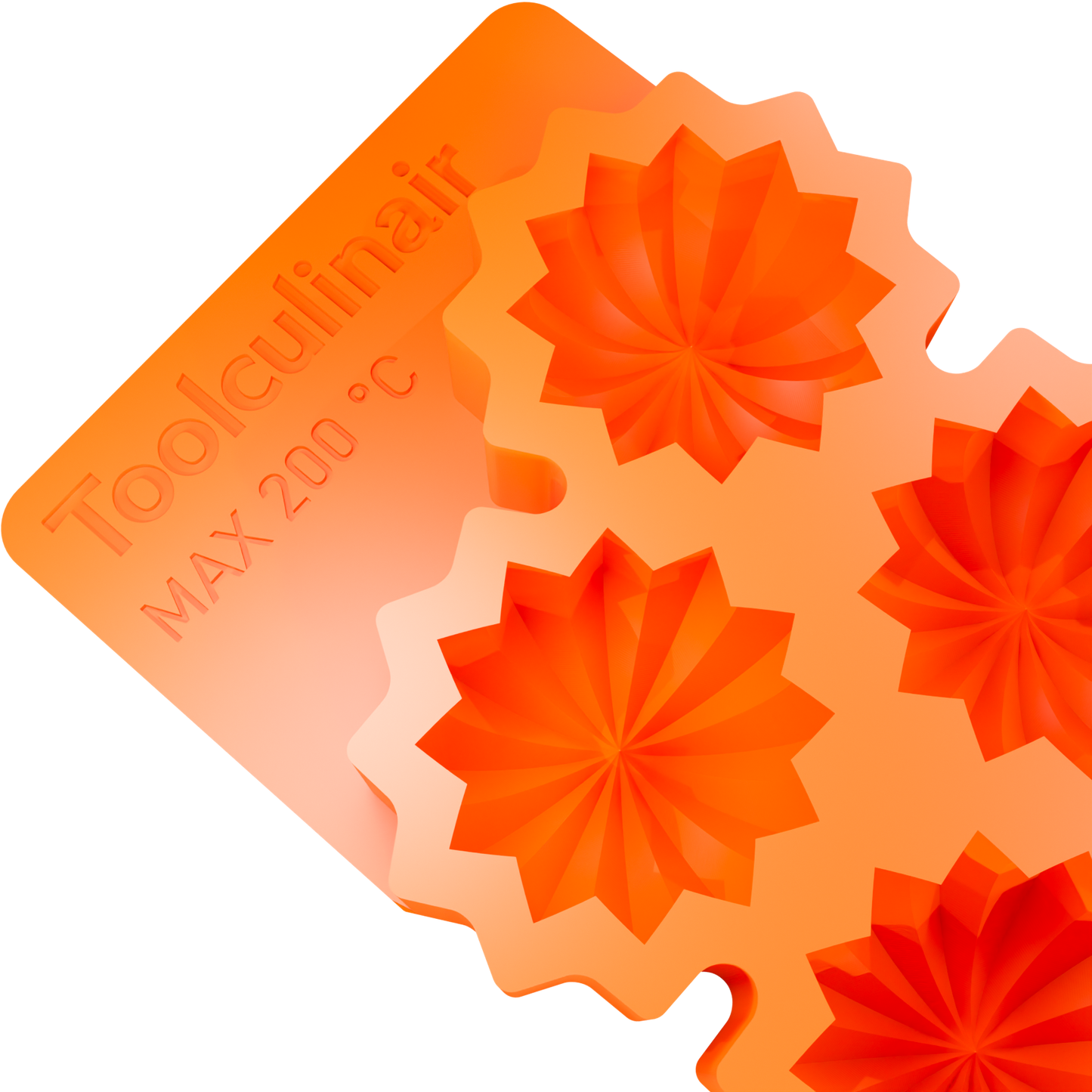 Close-up top view of the Radiora 3D food-safe silicone mold featuring the brand logo – flexible and heat-resistant mold designed for professional culinary use and detailed pastry work