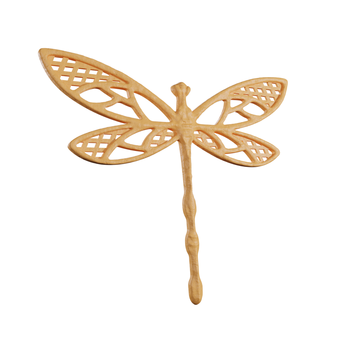 3D render of the Flydraze tuile cookie featuring a highly detailed dragonfly design, ideal for elegant sweet and savory pastry presentations.