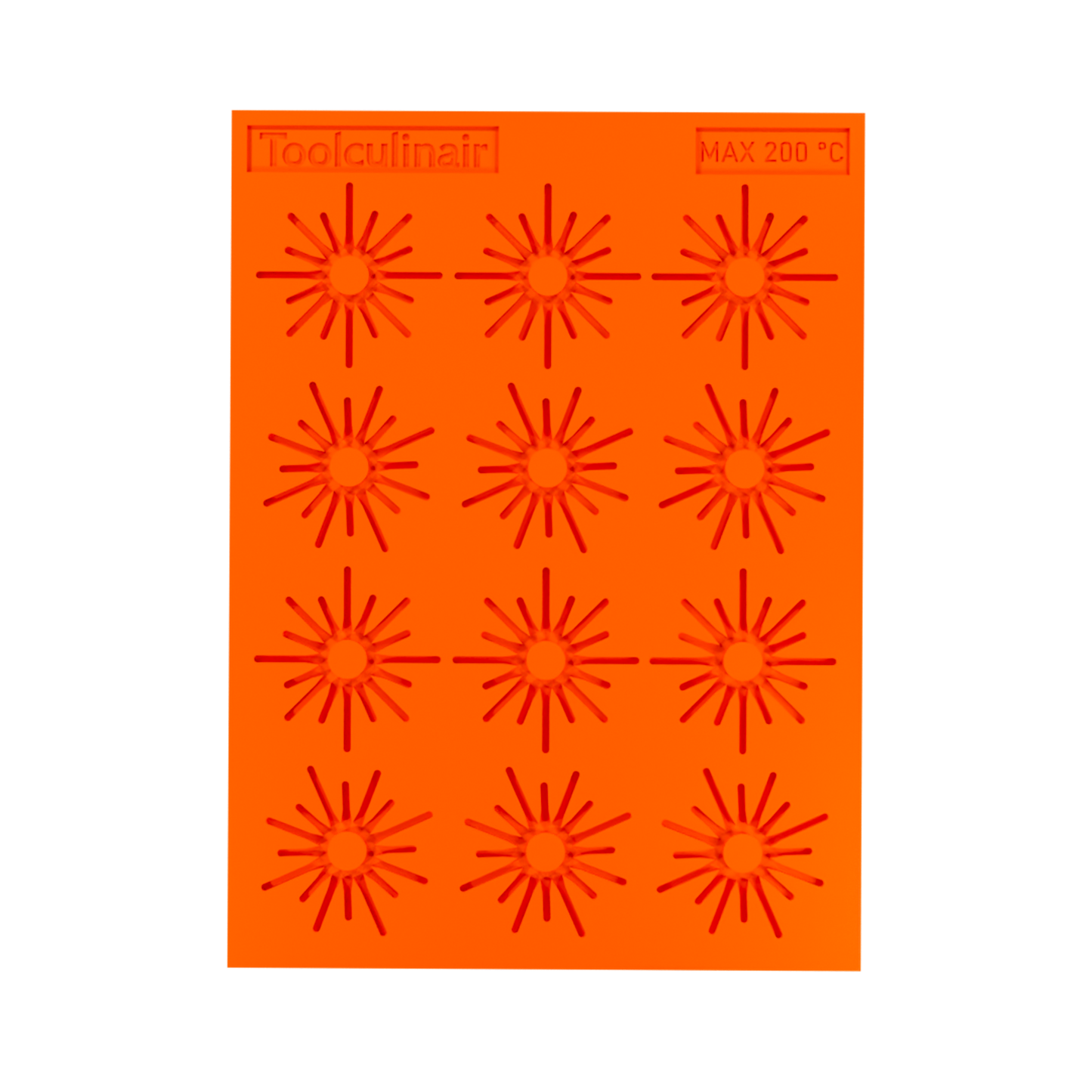 Top view 3D render of a small Solar silicone tuile mold, shown in detail with an empty mold cavity.