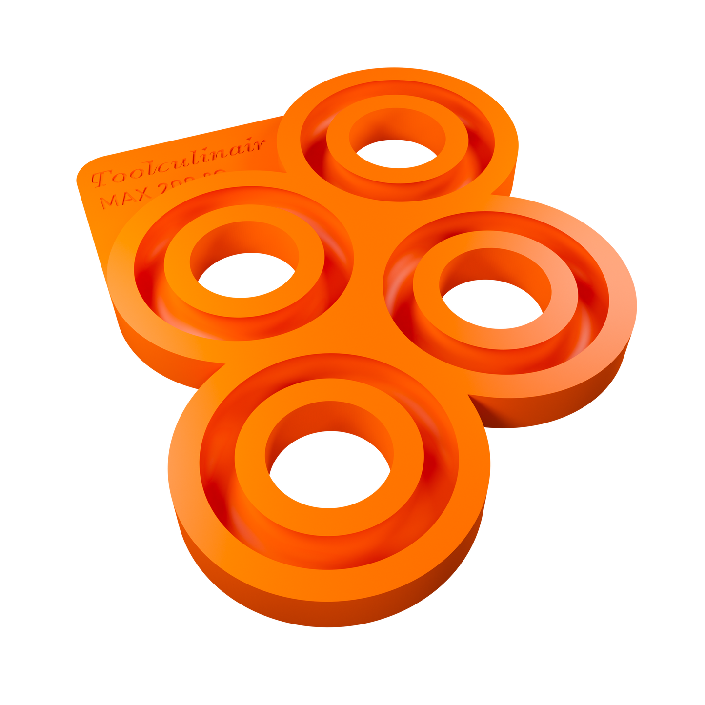 Front view of the Torus 8 cm food safe silicone 3D mold, featuring smooth ring shaped cavities, perfect for creating refined sweet and savory pastry decorations for starters and main dishes.