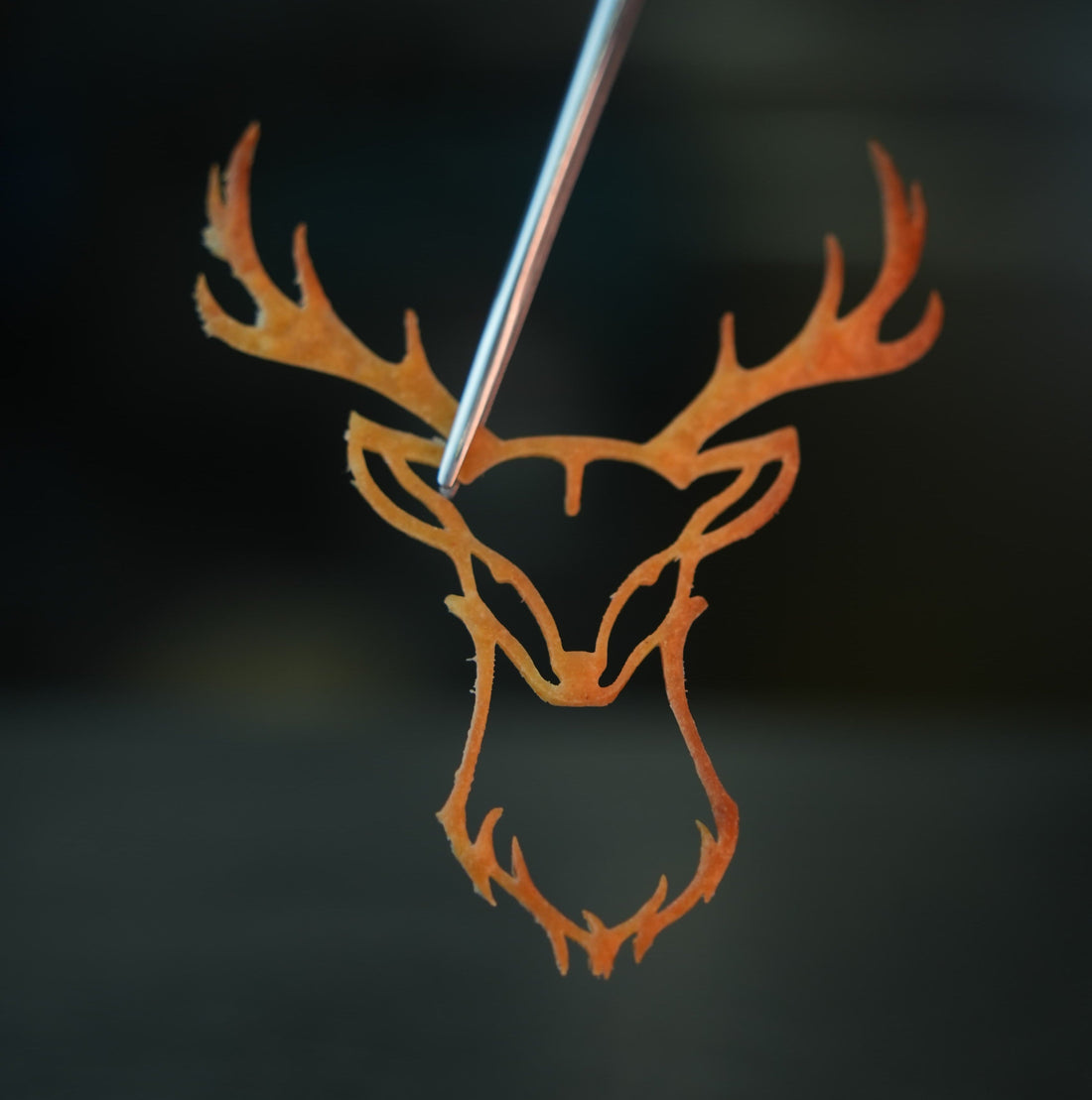 Close-up of a crispy Parmesan tuile, perfectly baked to a golden hue. Ideal for garnishing appetizers, salads, and soups. This delicate cheese tuile adds both a crunchy texture and an elegant touch to any dish.