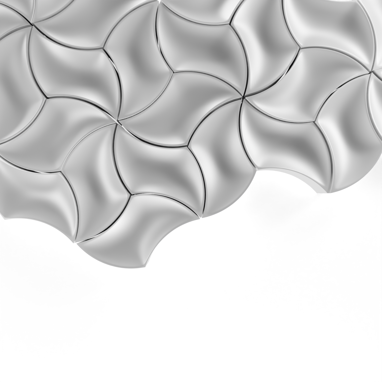 3D render of interlocking Sun Tessellate shapes, based on the original silicone mold design, forming a large seamless pattern.
