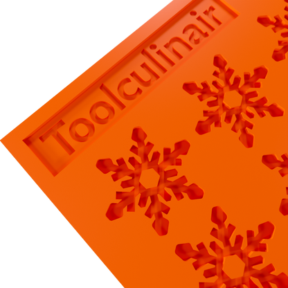 Close-up of a crystal flake silicone tuile mold, showing detailed patterns for creating decorative cookies and pastries