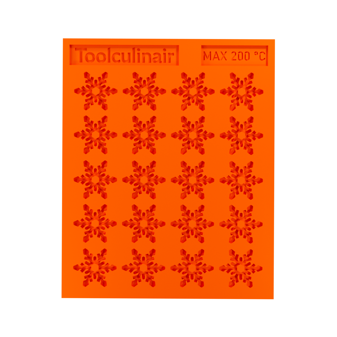 Top view of a crystal flake silicone tuile mold, ideal for creating decorative cookies and pastries with intricate designs