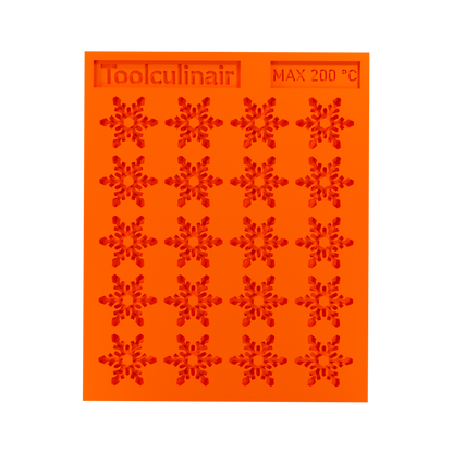 Top view of a crystal flake silicone tuile mold, ideal for creating decorative cookies and pastries with intricate designs