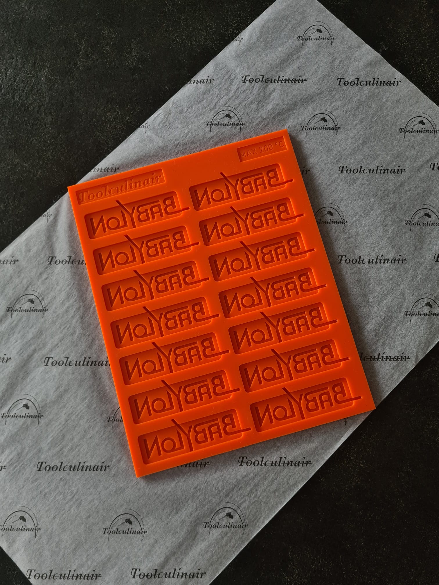 Custom silicone tuile mold made for restaurant Babylon, designed for creating unique and elegant pastry decorations.