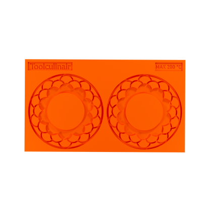 Top view photo of the Ecliptar filled inner ring food-safe silicone tuile mold – durable and flexible mold designed for crafting intricate pastry decorations.