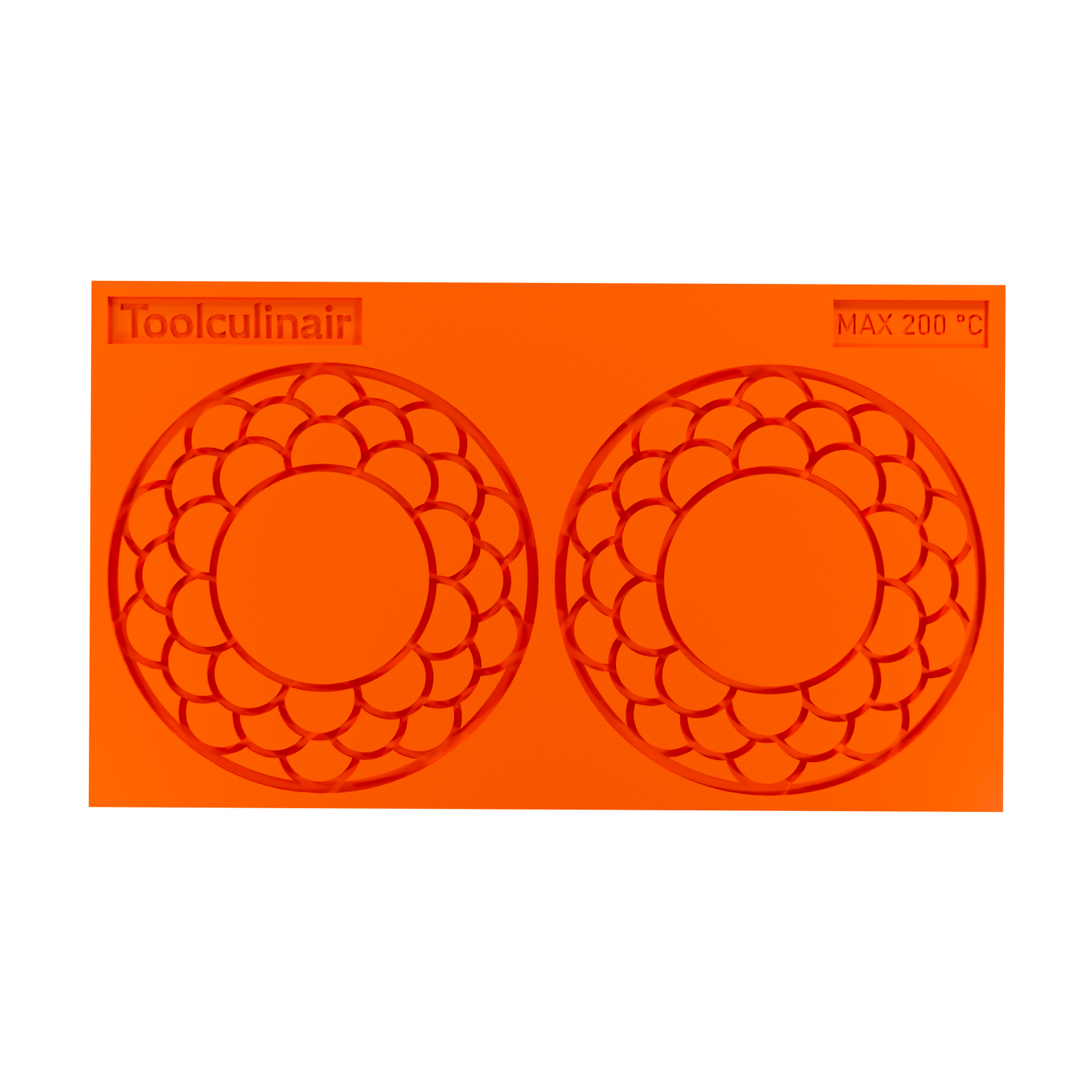 Front-side view of the Ecliptar original food-safe silicone tuile mold – flexible and heat-resistant mold designed for creating detailed, crispy tuile garnishes in professional pastry kitchens.