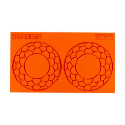 Front-side view of the Ecliptar original food-safe silicone tuile mold – flexible and heat-resistant mold designed for creating detailed, crispy tuile garnishes in professional pastry kitchens.