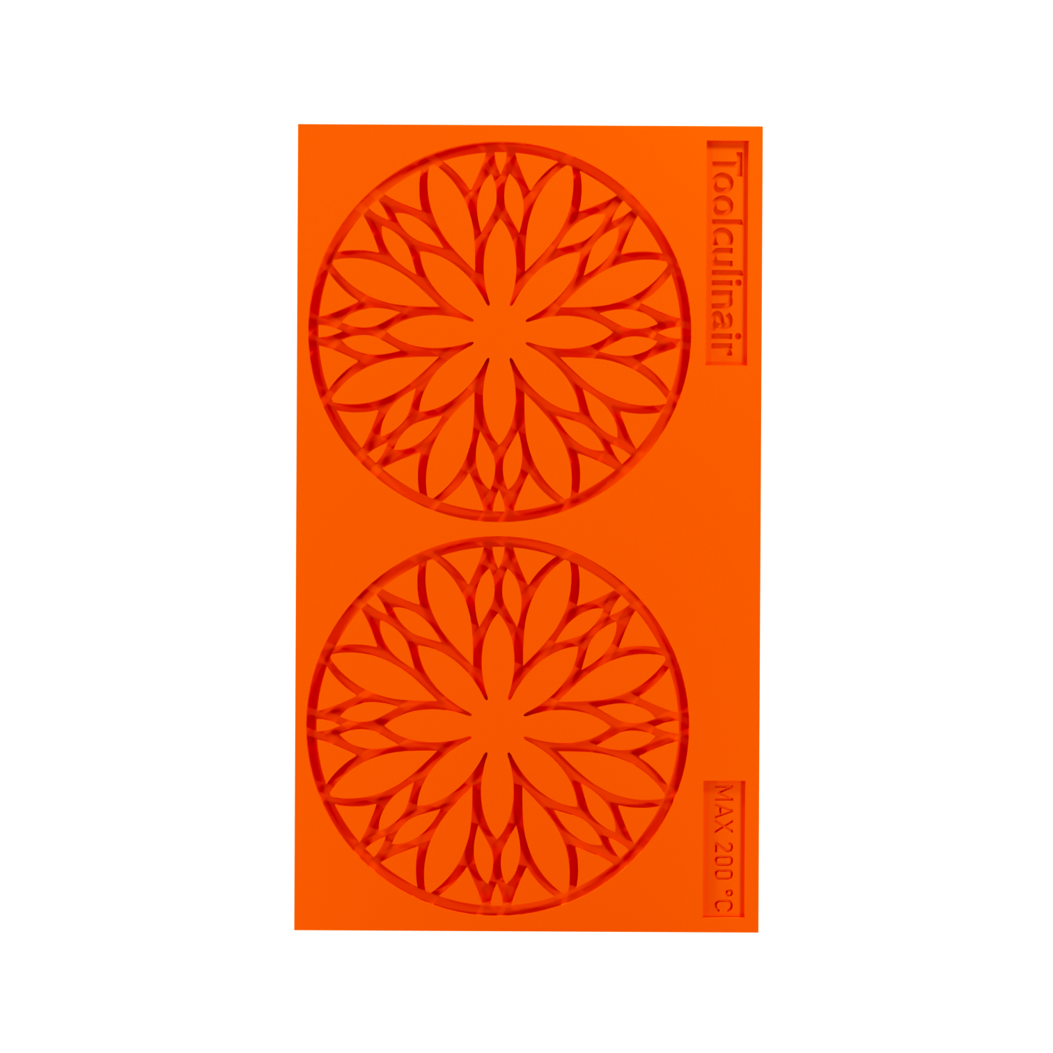 Top view of the Florentis food-safe silicone tuile mold – flexible and durable design perfect for creating intricate, crispy tuile garnishes in professional pastry kitchens.