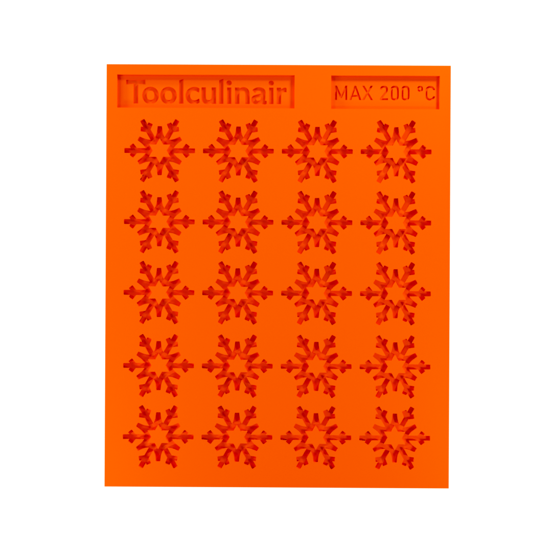 Top view of a frost star silicone tuile mold, ideal for creating decorative cookies and elegant pastries with intricate designs