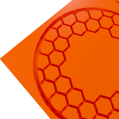 Close up photo of the Hiveorb food safe silicone tuile mold, showing detailed honeycomb design and flexible material ideal for delicate pastry creations.