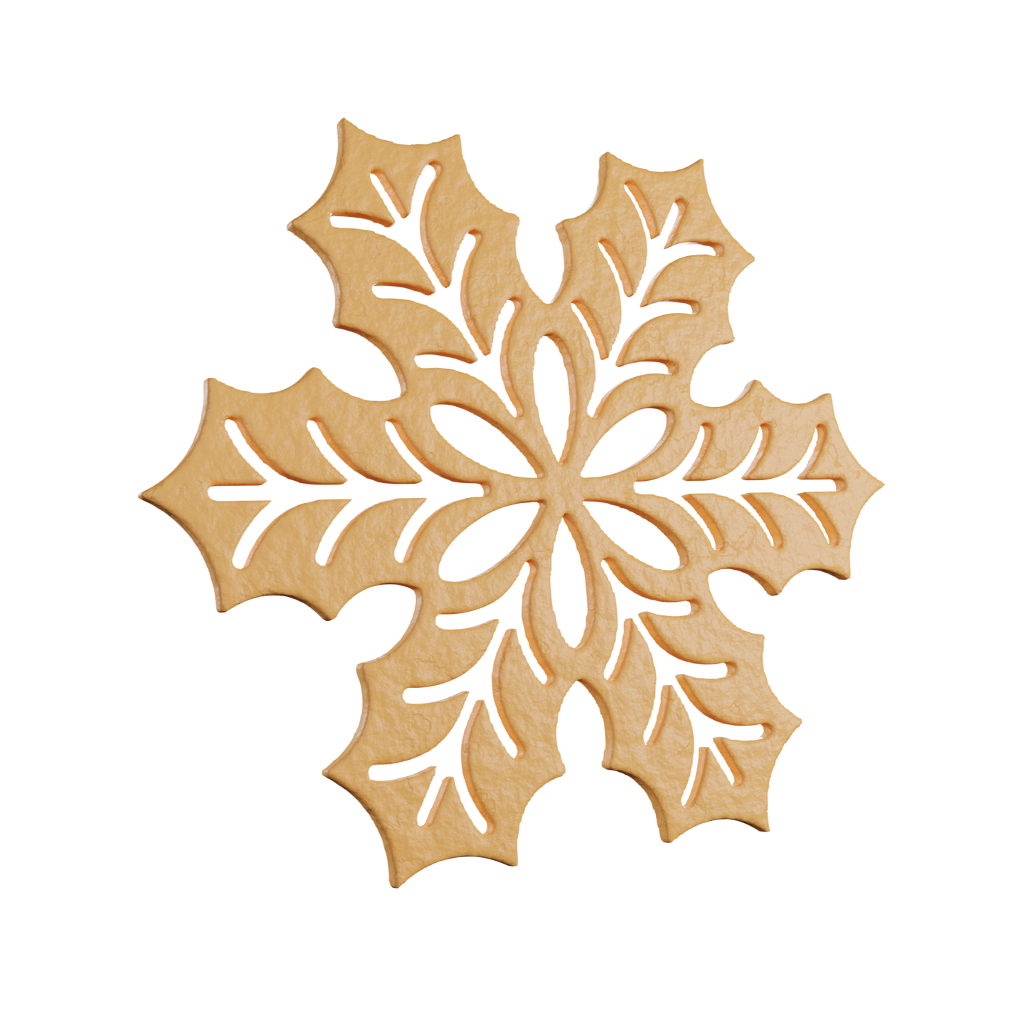 Digital image of a Holly Wreath tuile cookie, showcasing the delicate holly leaves and elegant wreath shape