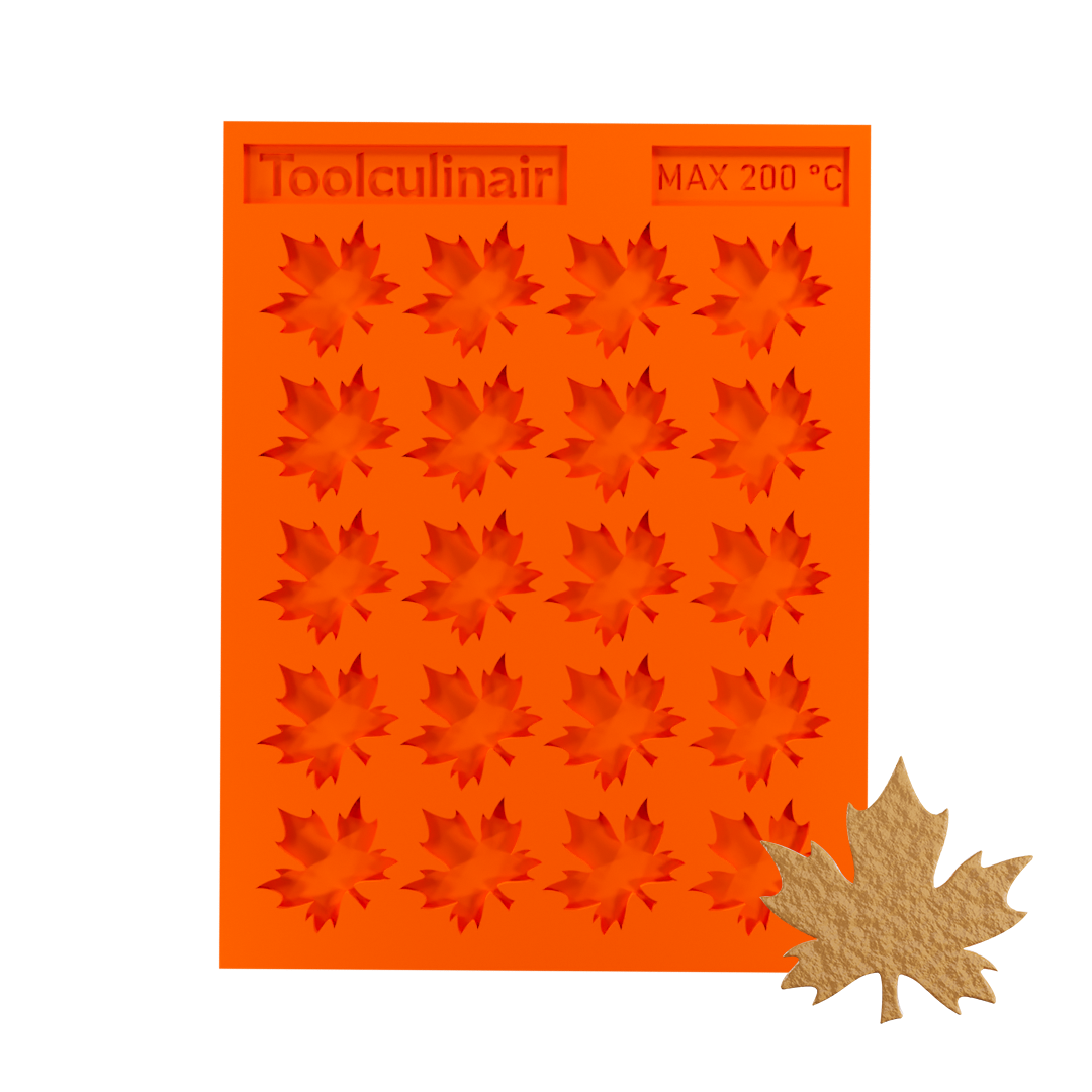 Food-safe maple leaf silicone tuile mold for making decorative tuile cookies and pastries