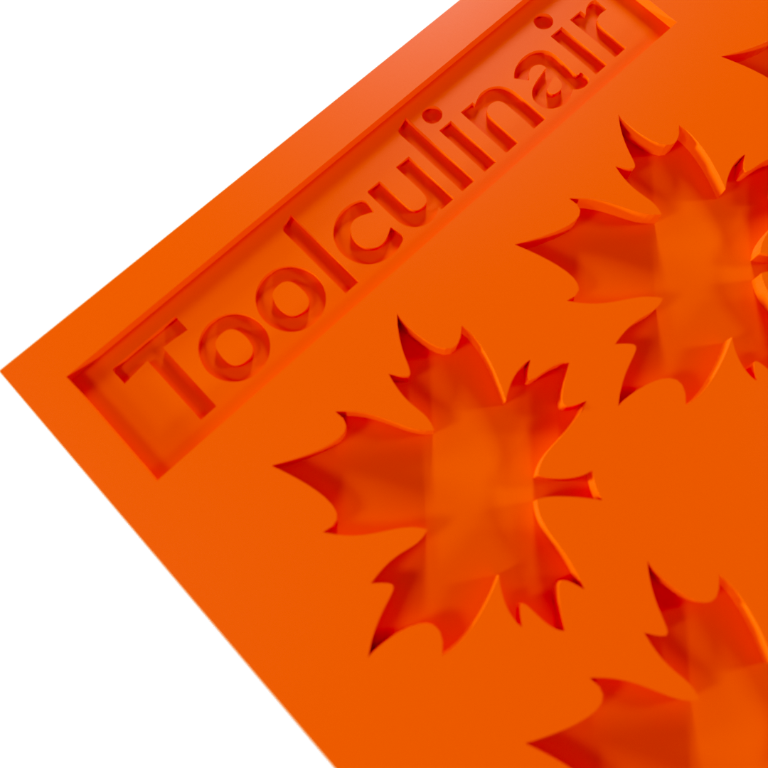 Detailed close-up of food-safe maple leaf silicone tuile mold for creating tuile cookies and pastries