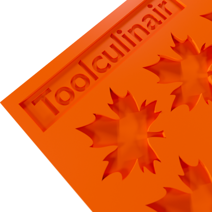 Detailed close-up of food-safe maple leaf silicone tuile mold for creating tuile cookies and pastries