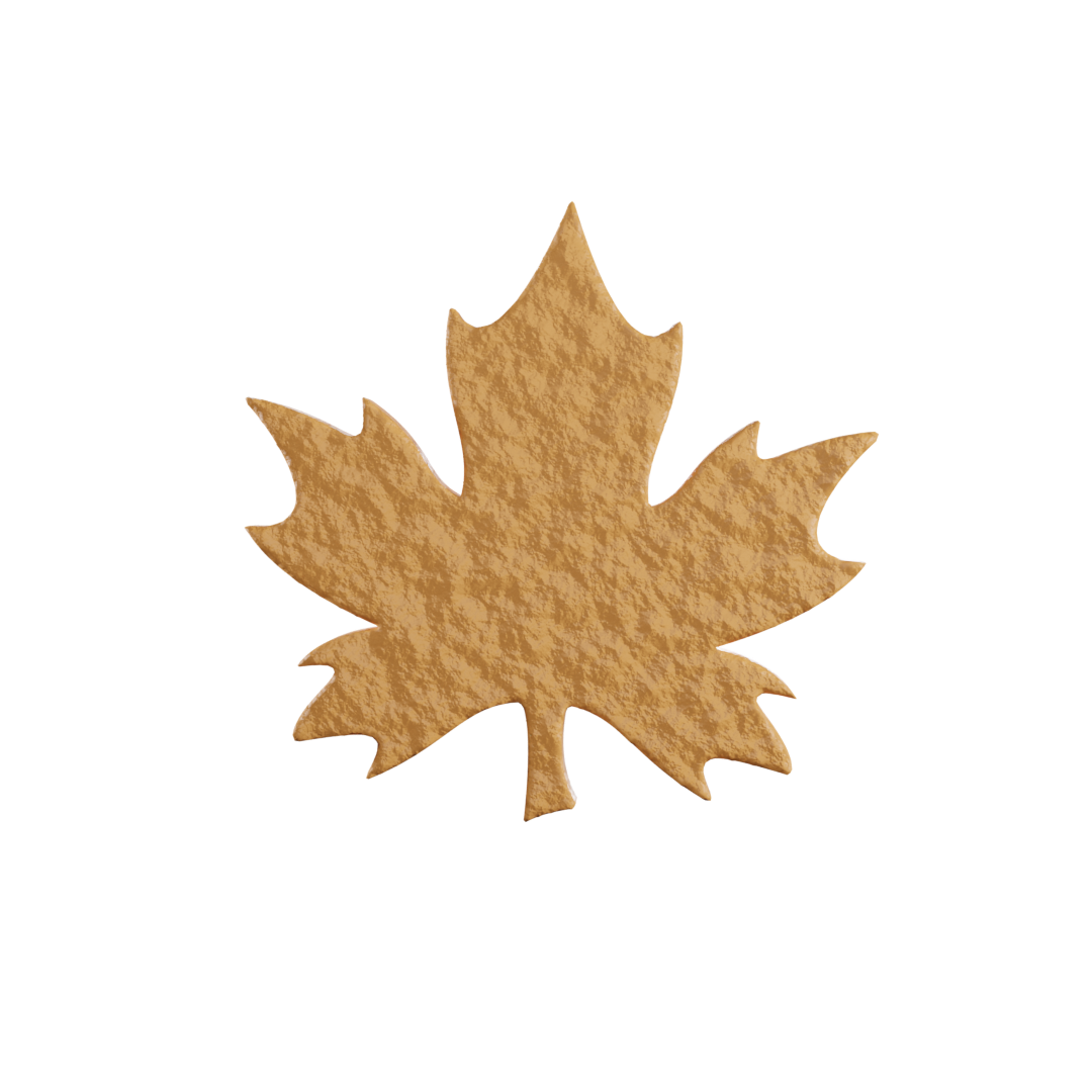 3D render of a maple leaf tuile cookie, ideal for baking decorative pastries