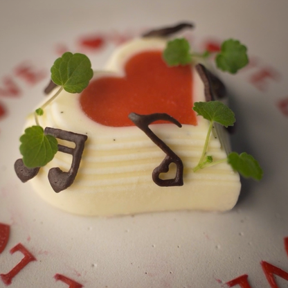 Toolculinair Mini Heart Notes tuile dessert heart music note tuile with Harmonic Heart 3D mold and Looped Love stencil dessert.