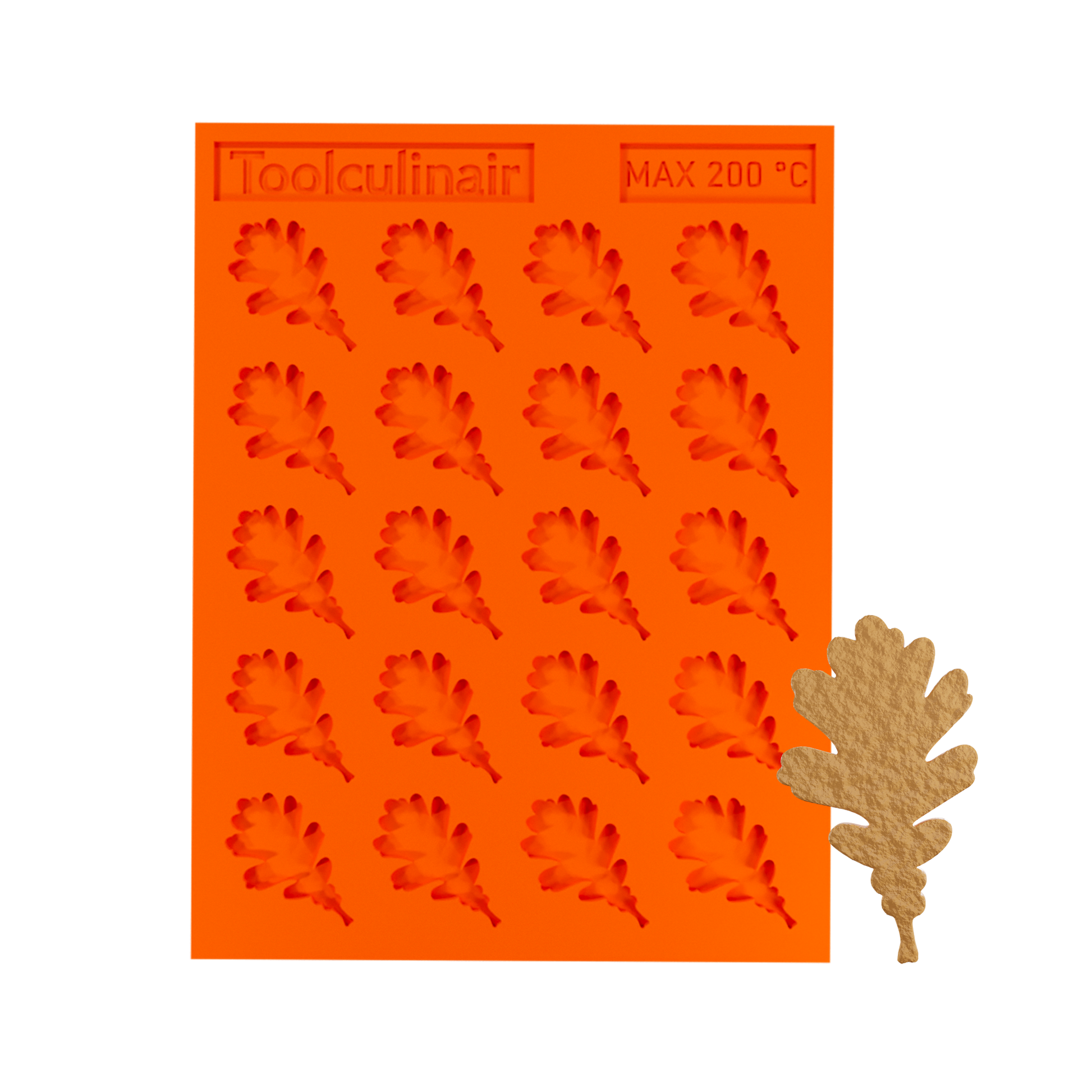 Food-safe oak leaf silicone tuile mold for creating decorative tuile cookies and pastries
