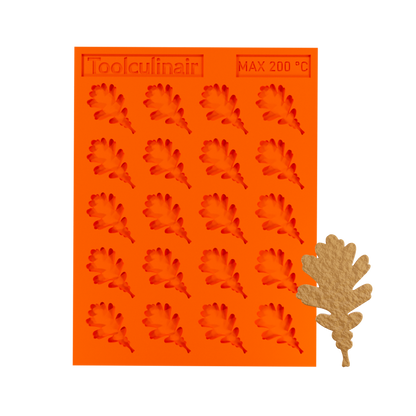 Food-safe oak leaf silicone tuile mold for creating decorative tuile cookies and pastries