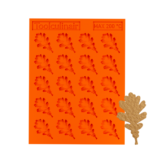 Food-safe oak leaf silicone tuile mold for creating decorative tuile cookies and pastries