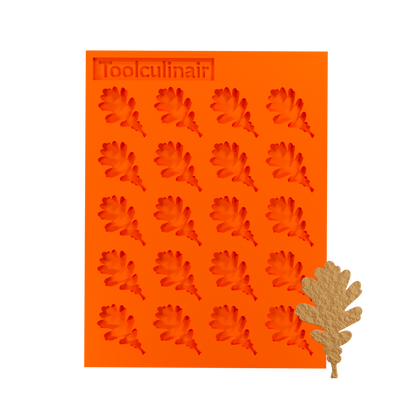 Food-safe oak leaf silicone tuile mold for creating decorative tuile cookies and pastries