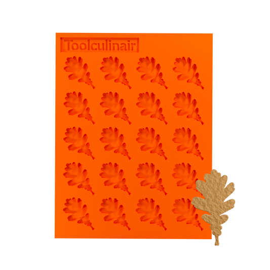 Food-safe oak leaf silicone tuile mold for creating decorative tuile cookies and pastries