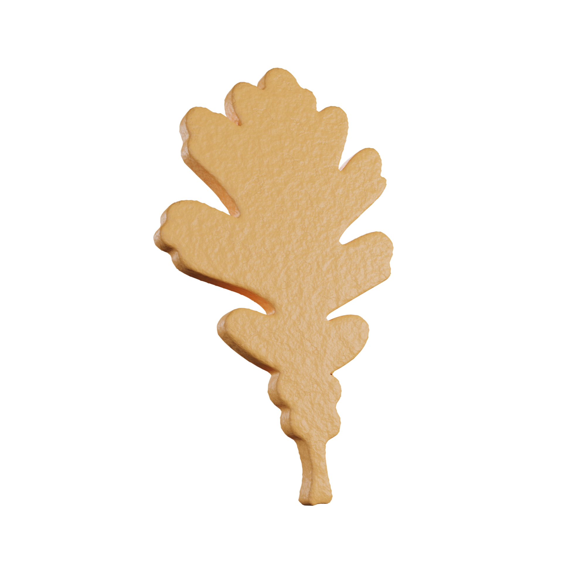 Digital image of an Oak Leaf tuile cookie, featuring the detailed oak leaf design with realistic texture.