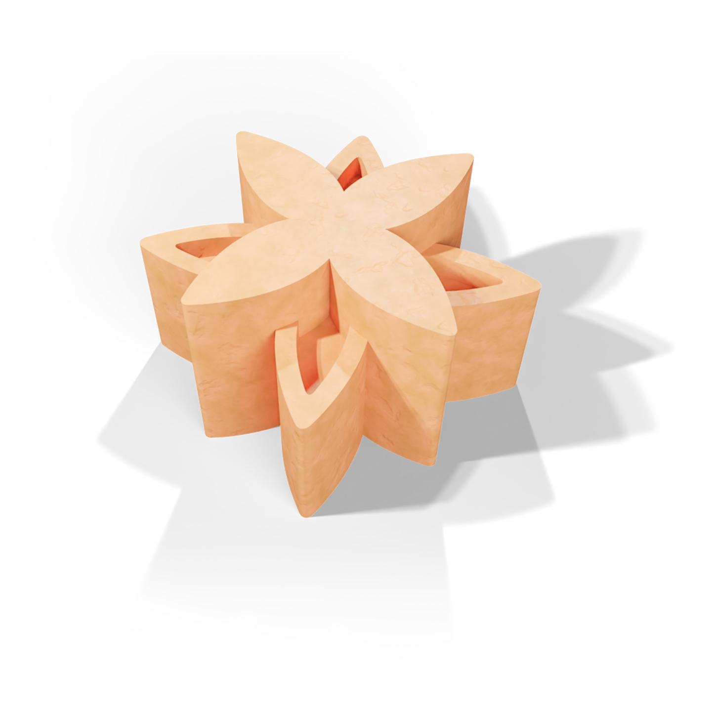 Digital render of a 3D petal created with the Petal Crase mold, showcasing its lifelike structure and graceful curves, perfect for decorative purposes.