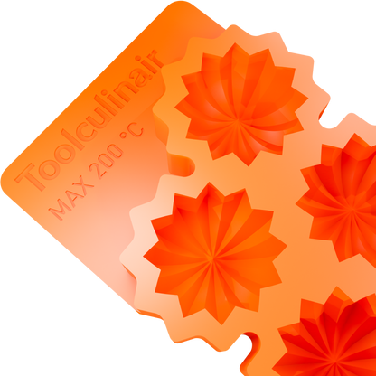 Close-up top view of the Radiora 3D food-safe silicone mold featuring the brand logo – flexible and heat-resistant mold designed for professional culinary use and detailed pastry work