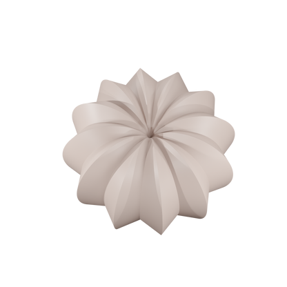 Top view render of a detailed 3D shape created using the Radiora food-safe silicone mold – highlighting precise textures and contours for advanced culinary design