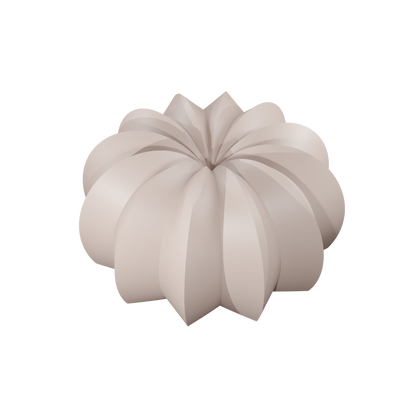 Front view render of a detailed 3D shape produced by the Radiora food-safe silicone mold – showcasing the precise design and texture for professional culinary applications
