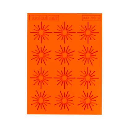 Top view 3D render of a small Solar silicone tuile mold, shown in detail with an empty mold cavity.