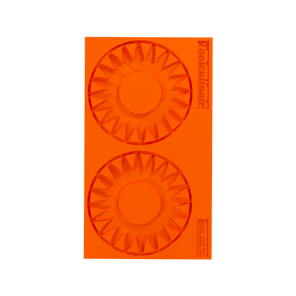 Front view of the Sunburst Ring food safe silicone tuile mold, designed to create detailed and elegant pastry decorations for professional dessert plating.