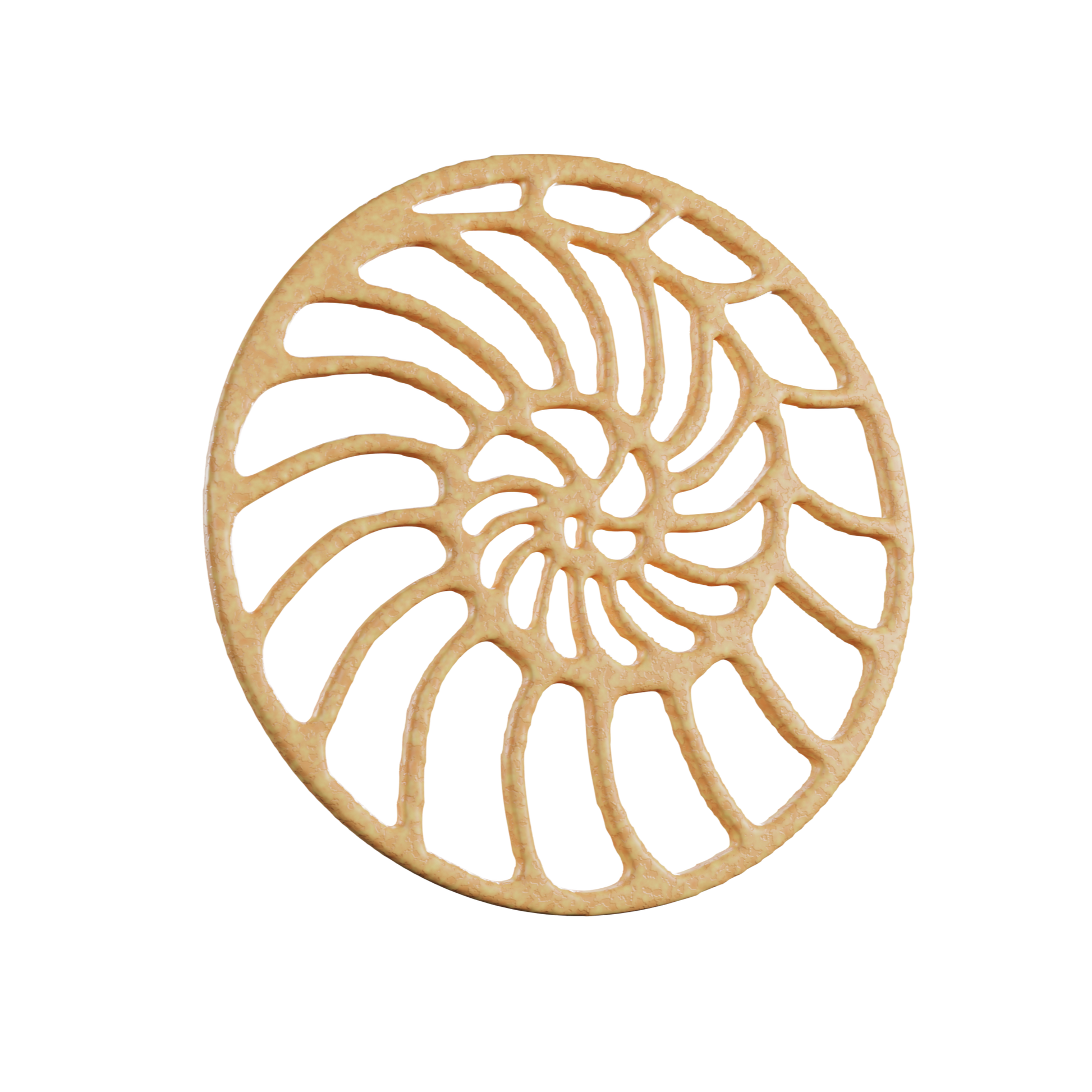 Digital image of an ammonite tuile cookie, showing intricate details and unique design.