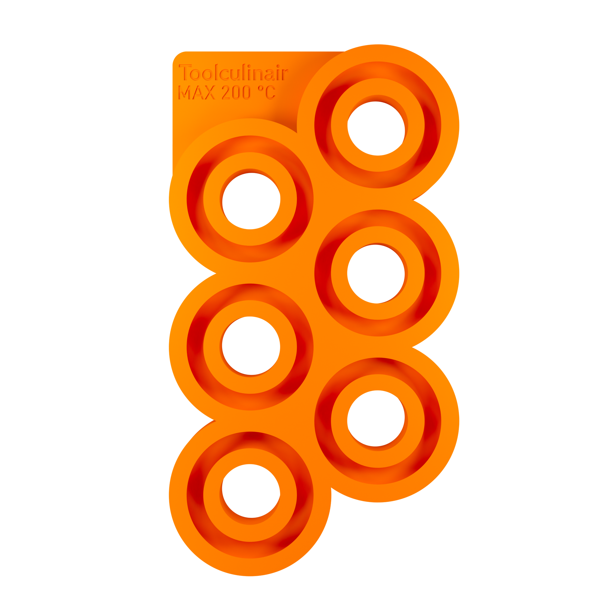 Top view of the Torus 6 cm food safe silicone 3D mold featuring six ring shaped cavities, versatile mold ideal for making multiple sweet and savory pastry decorations for appetizers and main courses.