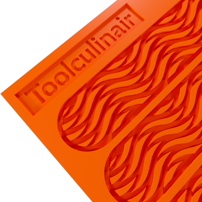 Close-up of Wavy Strip silicone tuile mold for creating decorative tuiles