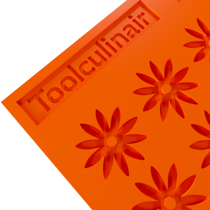 Close up photo of the Stellaria food safe silicone tuile mold, highlighting detailed star shaped design and flexible material ideal for elegant pastry decorations.