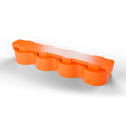 3D render of an orange Toolculinair artichoke dome silicone mold shown from a slightly angled rear view, with the top part of the mold nested into the bottom part.